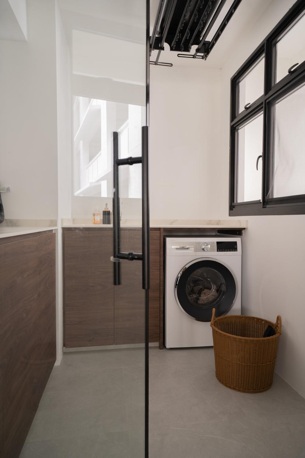 Contemporary Pantry with Laundry Area and Closet