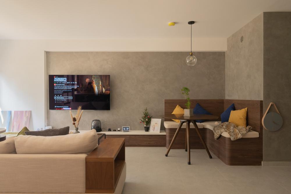 Contemporary Living Room with TV Console and Sofa