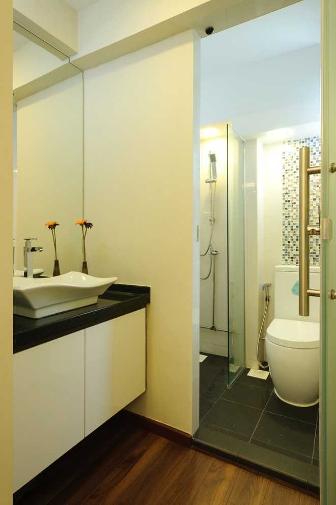Contemporary Bathroom with Mirror and Bathroom Mirrors