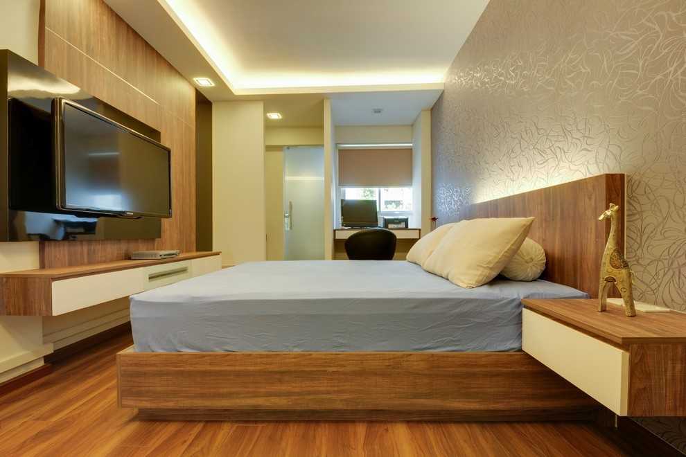 Contemporary Bedroom with Wardrobe and Built-in Bed