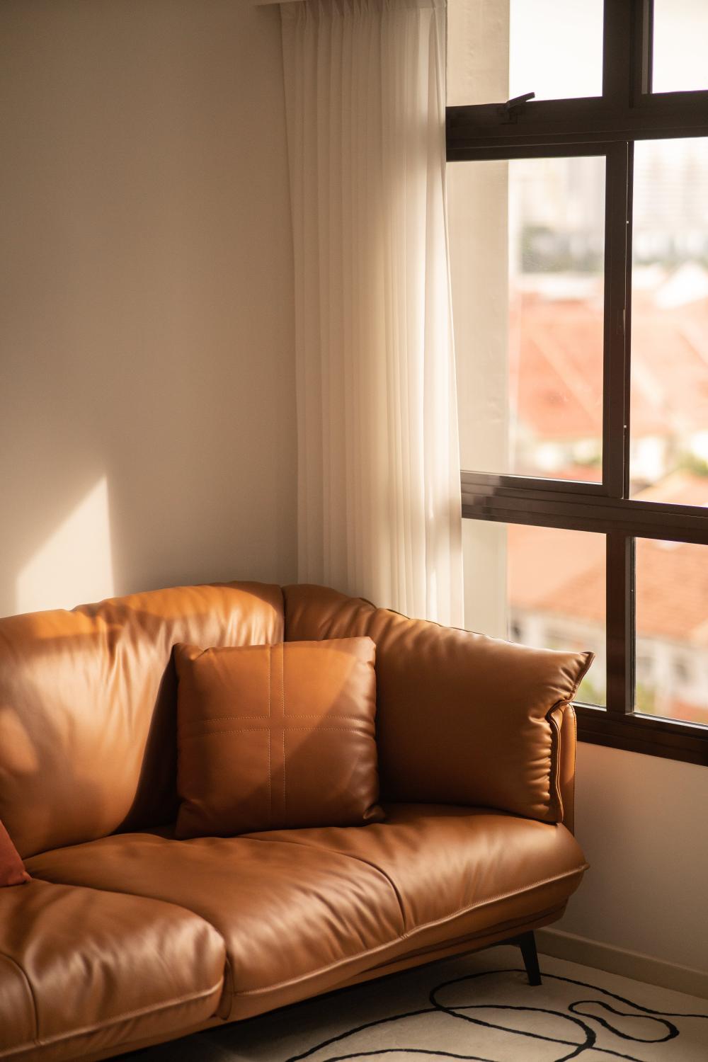 Contemporary Living Room with Window Seat and Sofa