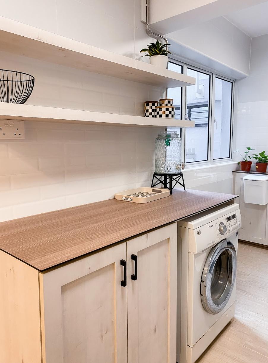 Country Service Yard with Washing Machine and Laundry Area