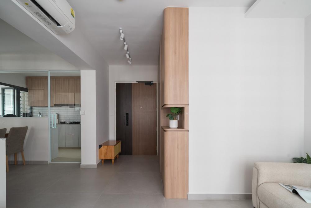 Contemporary Entryway with Seating Bench and Shoe Rack
