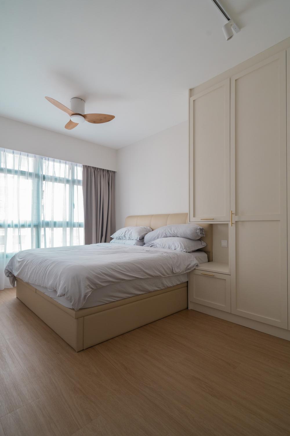 Contemporary Bedroom with Bookshelf and Wardrobe