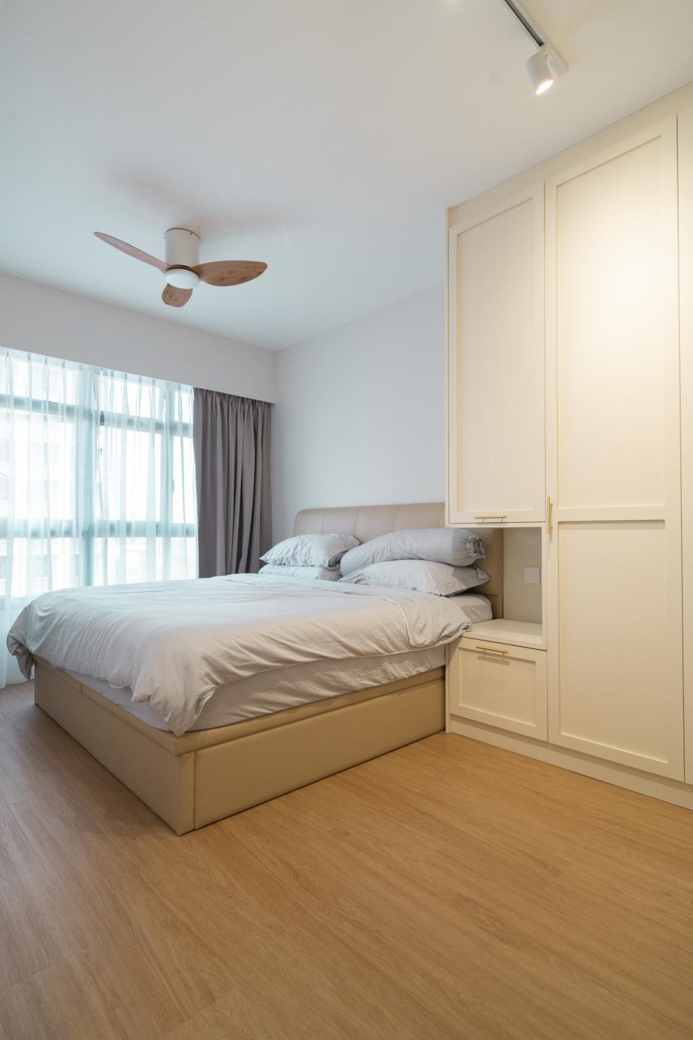 Contemporary Bedroom with Bookshelf and Wardrobe