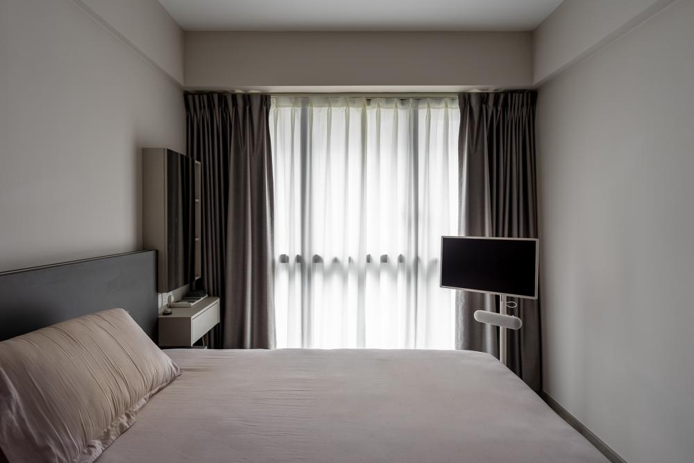 Modern Bedroom with Curtain and Bedroom Dresser