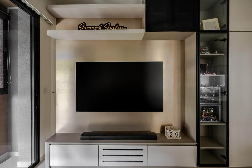 Modern Living Room with TV Console and Feature Wall