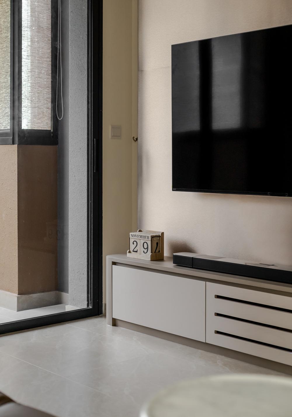 Modern Living Room with TV Console and TV