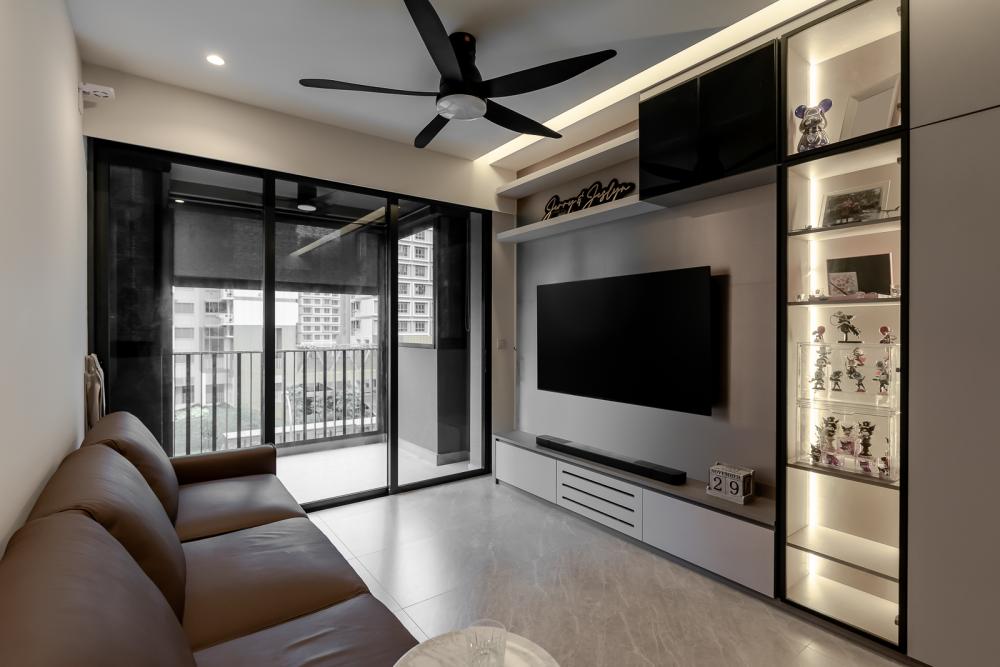 Modern Living Room with TV Console and Feature Wall