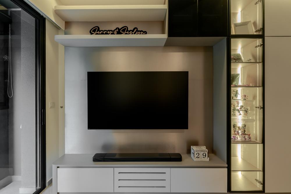 Modern Living Room with TV Console and Feature Wall