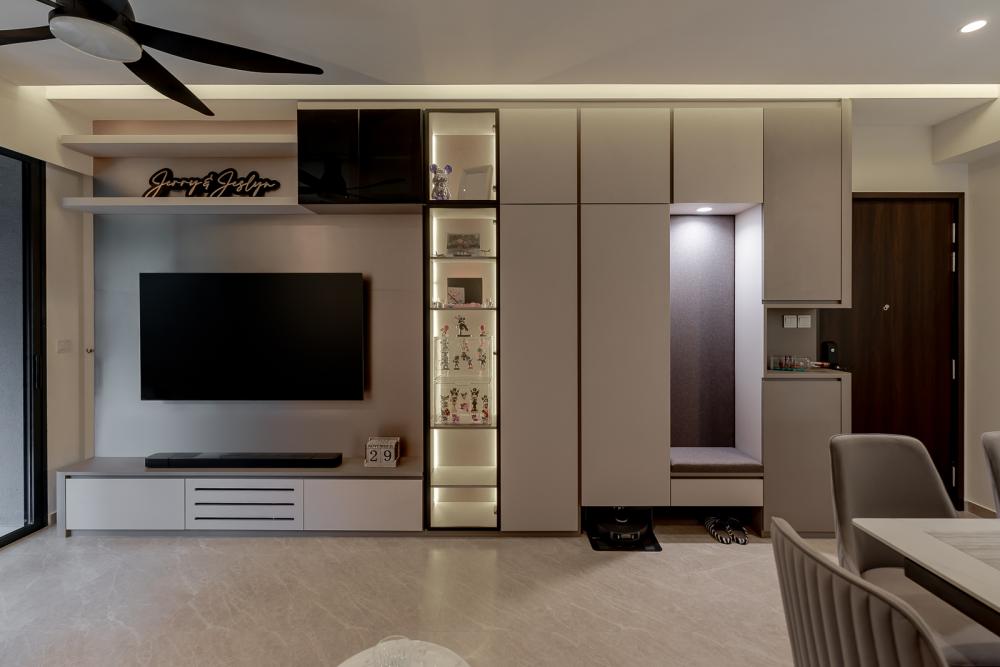 Modern Living Room with Settee and Marble Floor