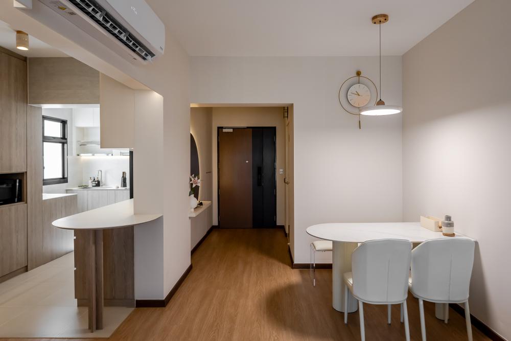 Modern Dining Room with Chandelier and Console Table