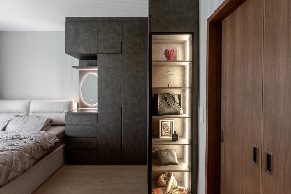 Modern Bedroom with Vinyl Flooring and Wardrobe