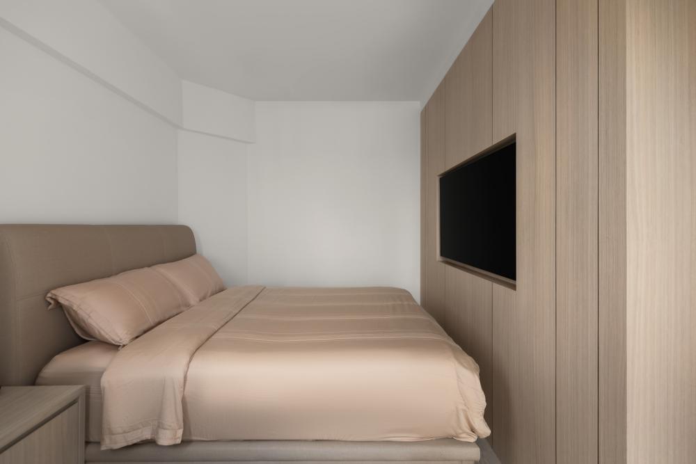 Scandinavian Bedroom with Wardrobe and Bedside Table