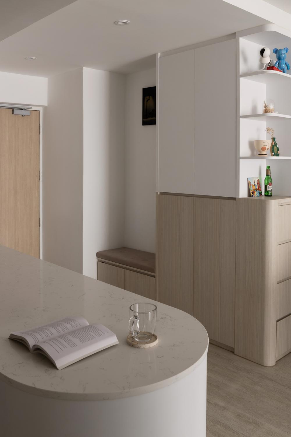Scandinavian Entryway with Seating Bench and Small Storage