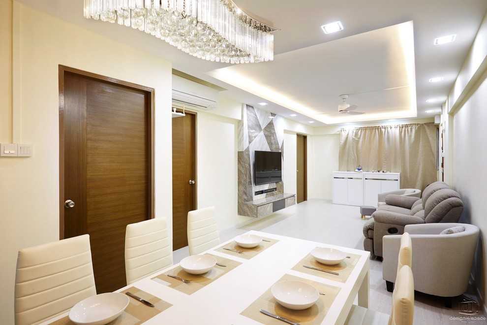 Contemporary Living Room with TV Console and Feature Wall