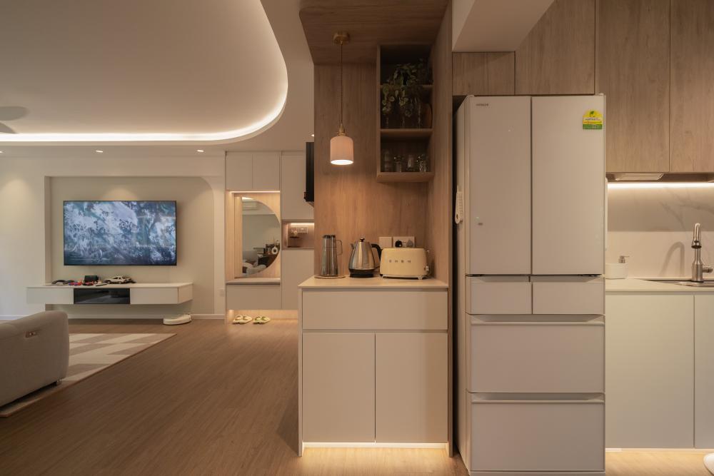 Contemporary Pantry with Kitchen Island and Tableware
