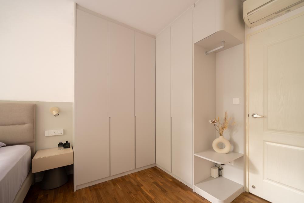 Contemporary Bedroom with Vinyl Flooring and Wood Flooring