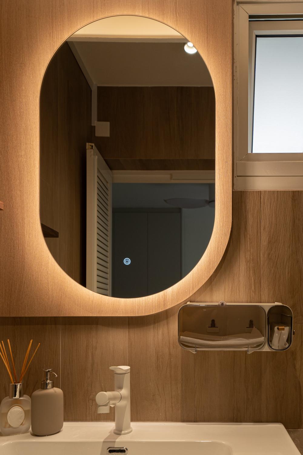 Contemporary Bathroom with Countertop and Mirror