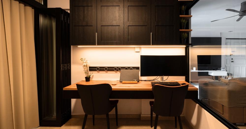 Industrial Home Office with Bookshelf and Desk