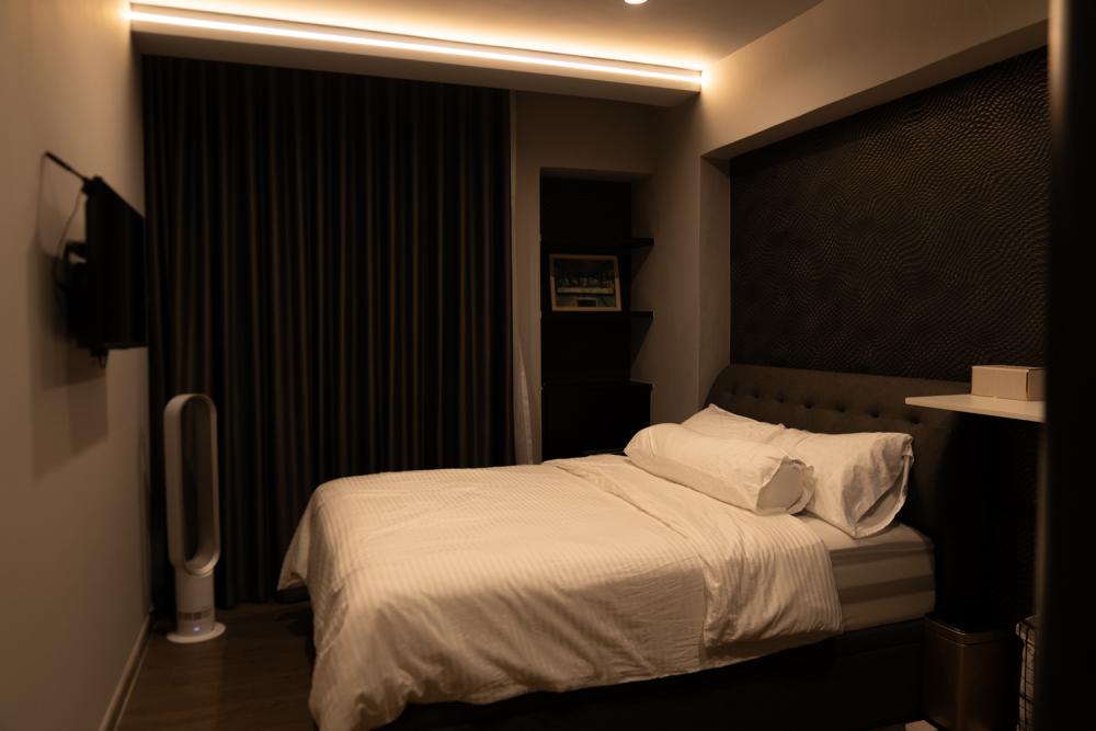 Modern Bedroom with Wardrobe and Bedside Table