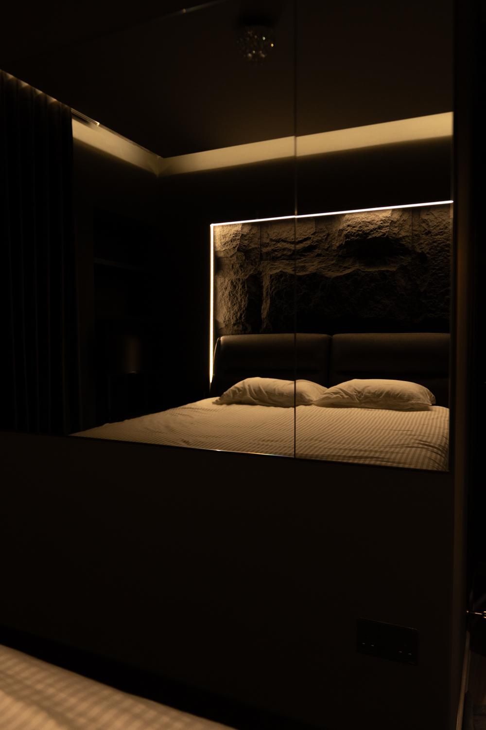 Modern Bedroom with Drop Light and Wardrobe