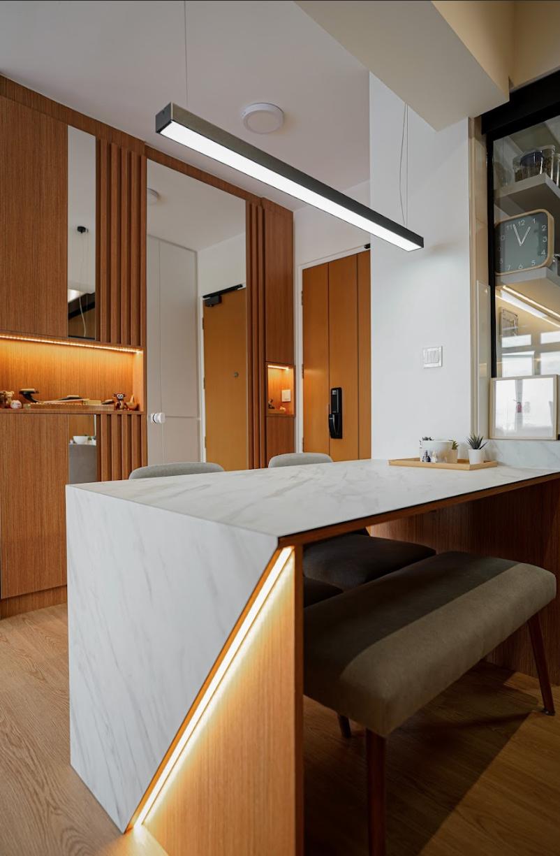 Modern Entryway with Mirror and Downlights