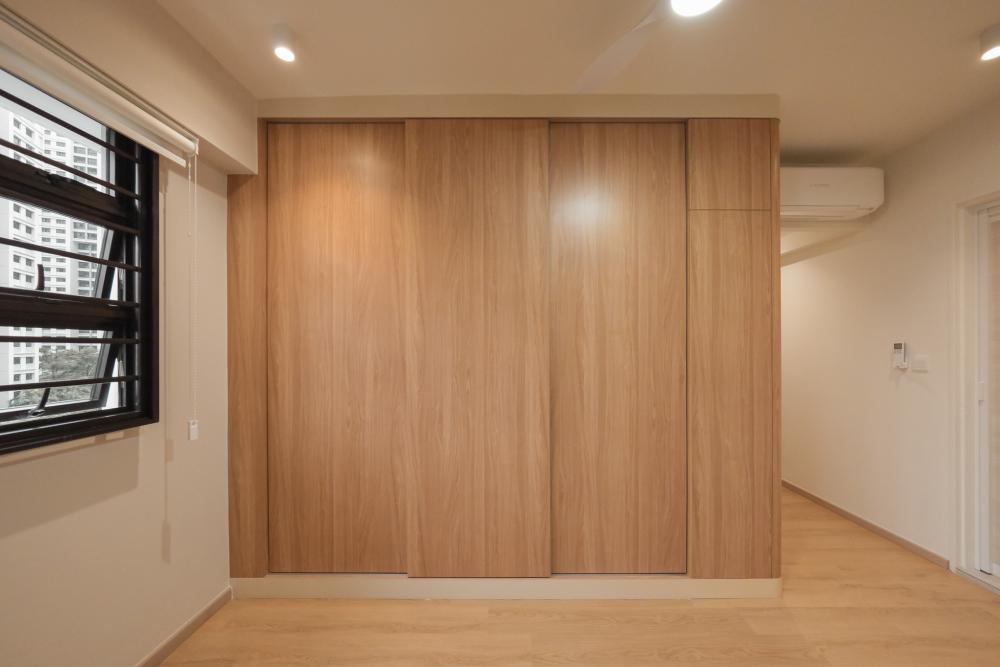 Scandinavian Bedroom with Parquet Floor and Wardrobe