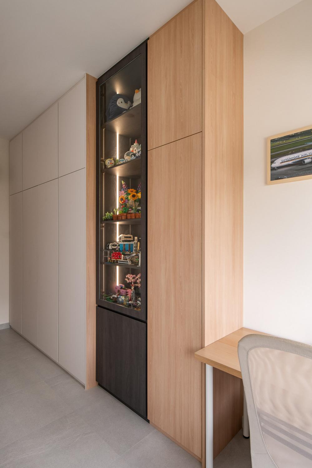 Scandinavian Bedroom with Bookshelf and Cove Lighting