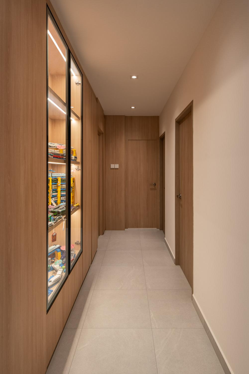 Scandinavian Foyer with Mirror and Artwork