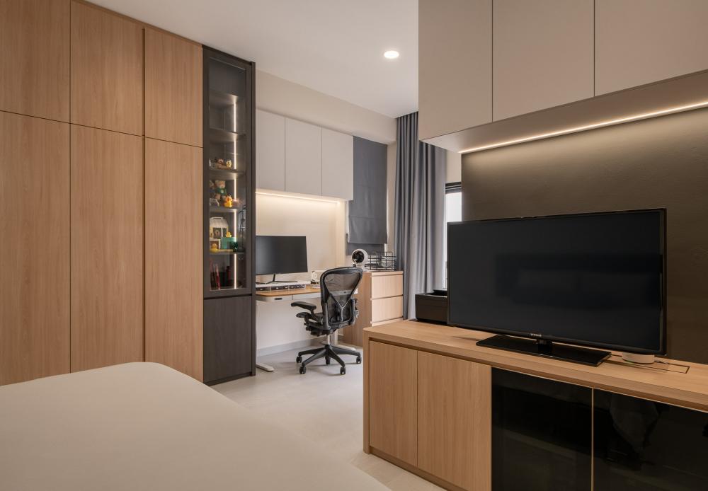 Scandinavian Workstation with Bookshelf and Desk