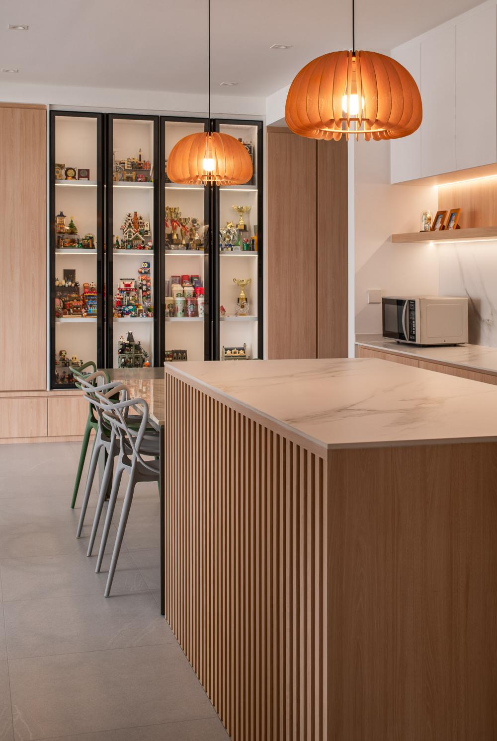 Scandinavian Kitchen with Countertop and Homogeneous Tiles