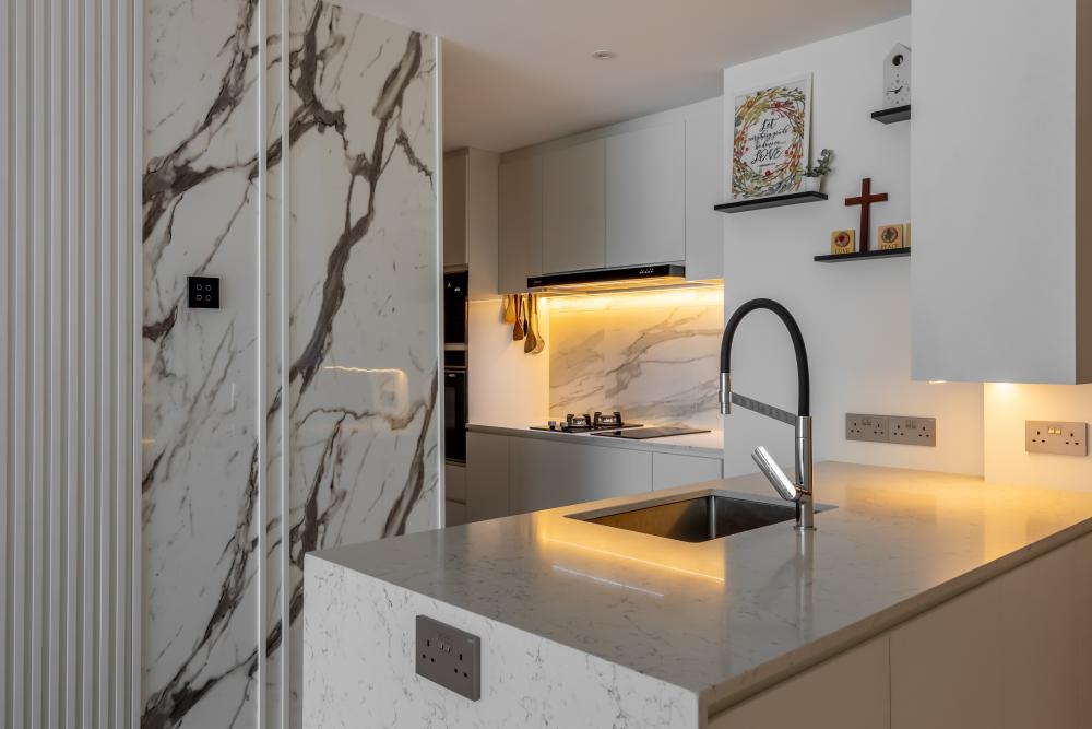 Country Kitchen with Countertop and Mosaic