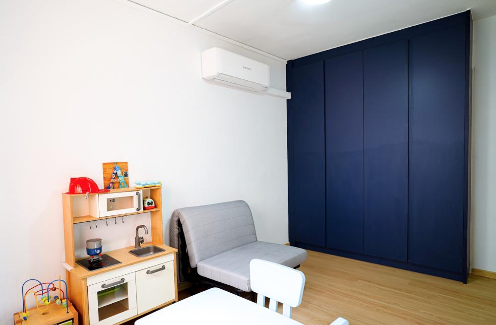 Modern Kids Room with Ceiling Light and Wardrobe