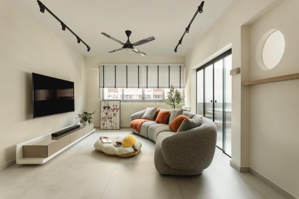 Contemporary Living Room with TV Console and Sofa