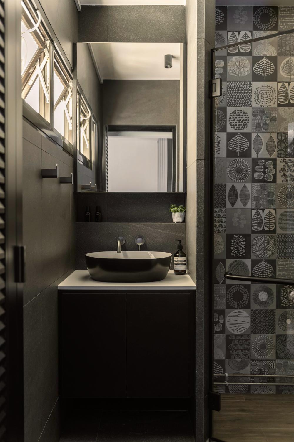 Contemporary Bathroom with Countertop and Mirror