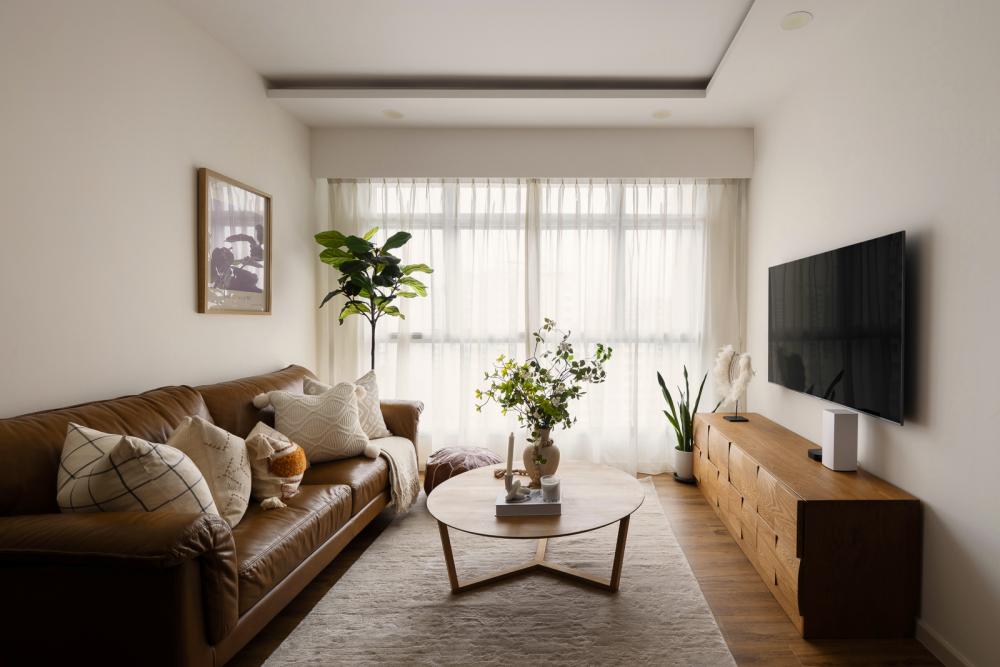 Contemporary Living Room with TV Console and Sofa