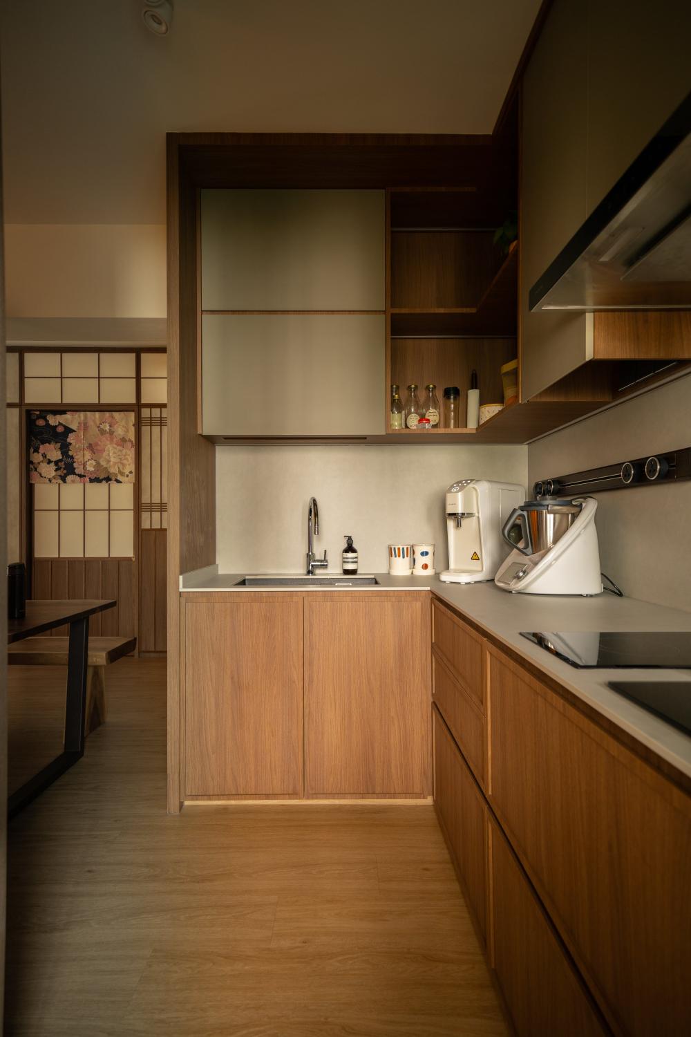 Scandinavian Kitchen with Countertop and Cupboard
