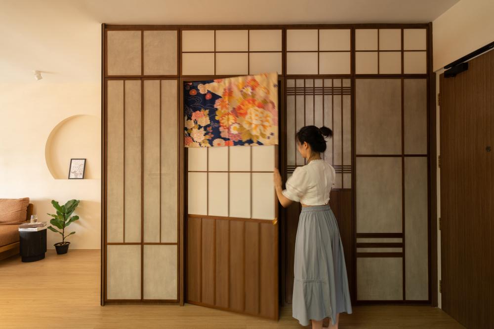 Scandinavian Foyer with Artwork and Shoe Rack