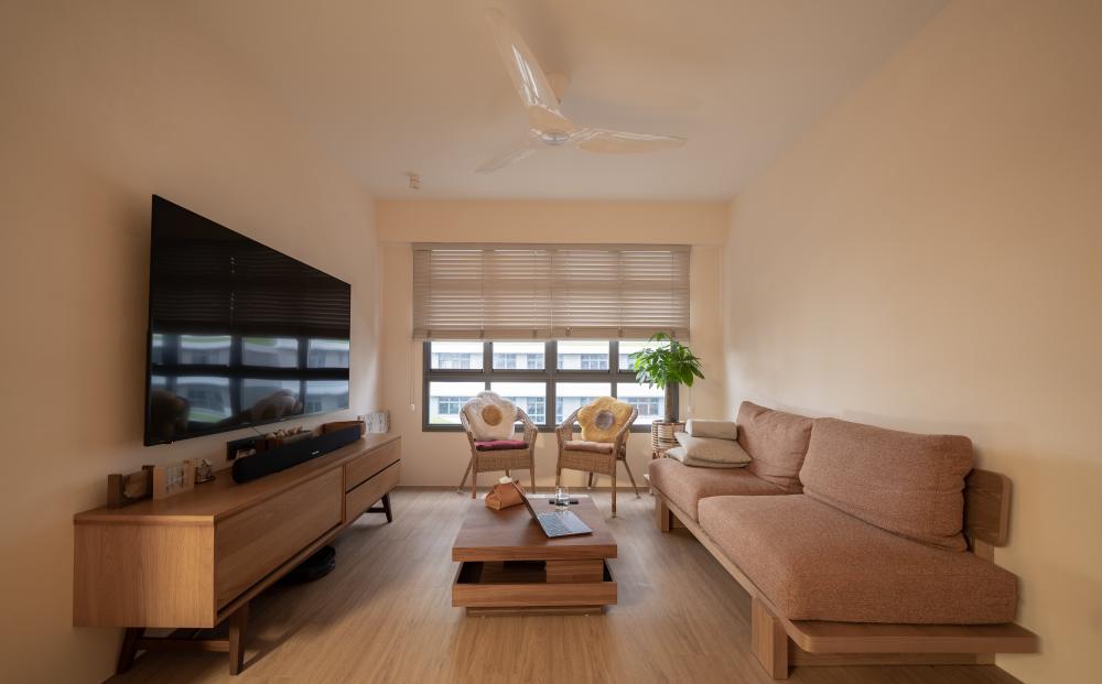 Scandinavian Living Room with Bookshelf and TV Console