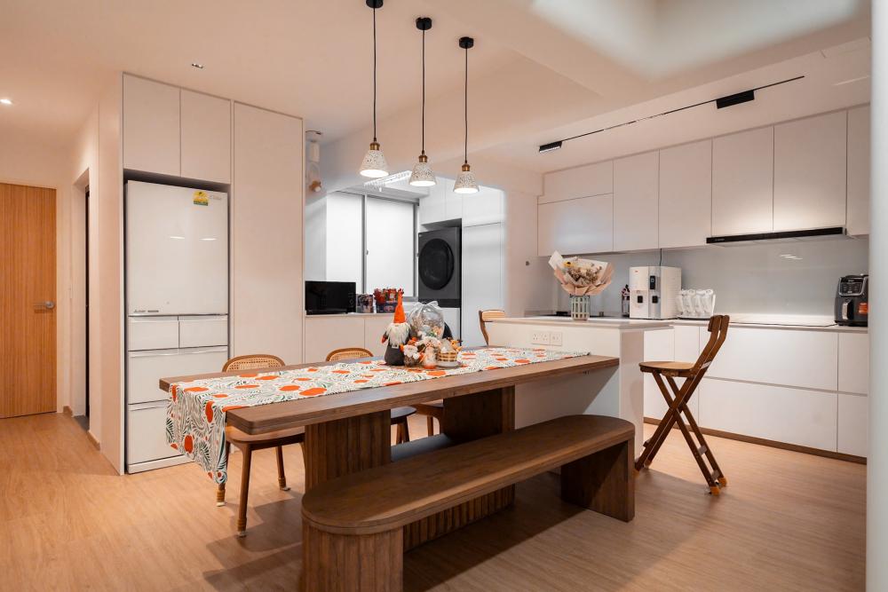 Minimalist Kitchen with Countertop and Vinyl Flooring