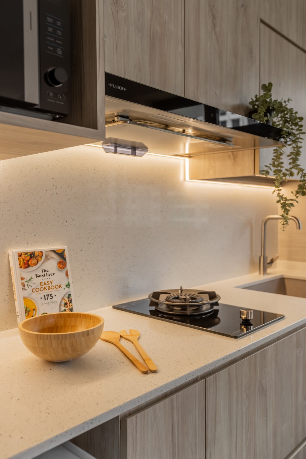 Modern Kitchen with Countertop and Kitchen Backsplash