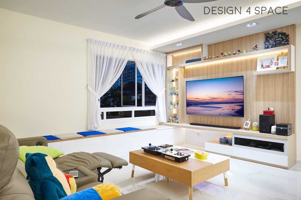 Modern Living Room with TV Console and Drop Light