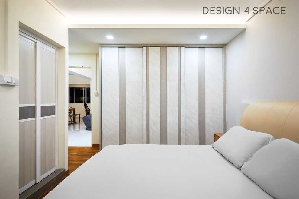 Modern Bedroom with Bookshelf and Platform Bed
