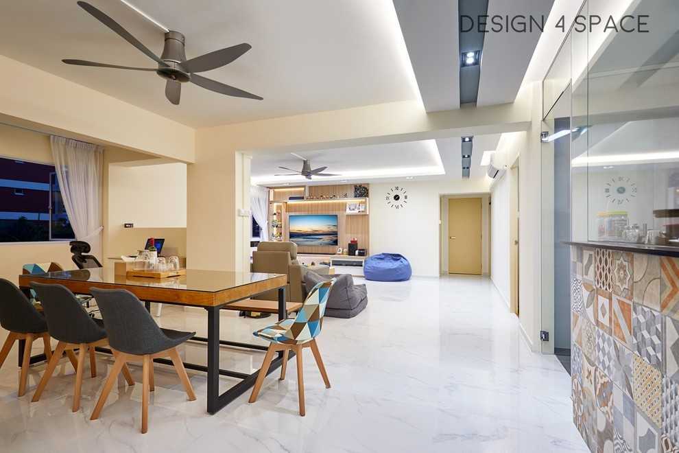 Modern Dining Room with Drop Ceiling and Dining Table