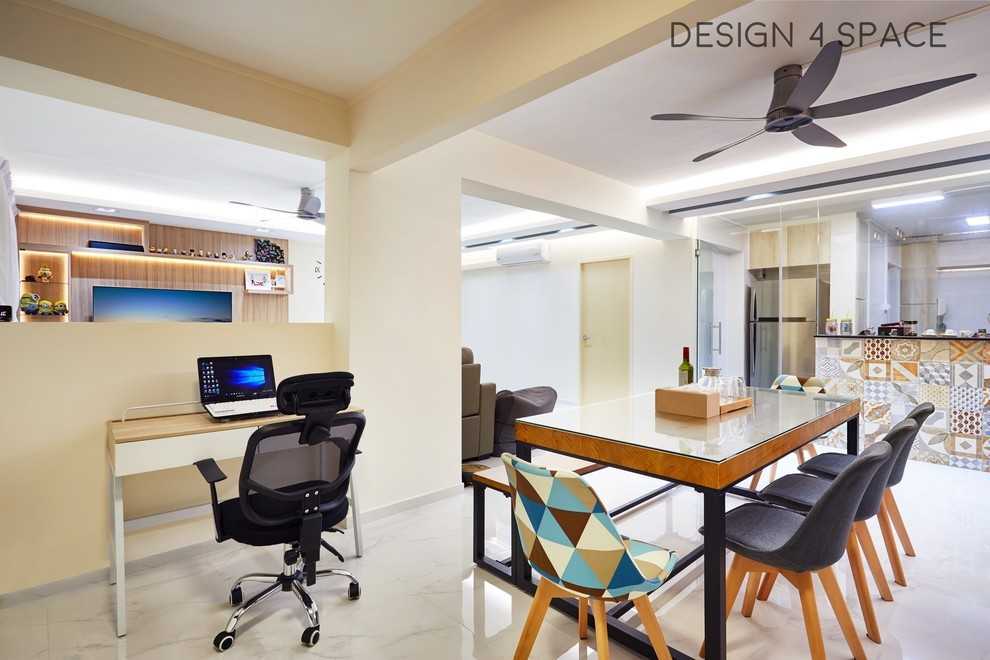 Modern Dining Room with Drop Ceiling and Dining Table