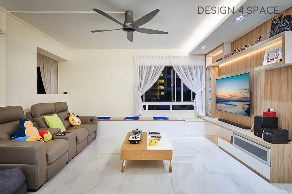 Modern Living Room with TV Console and Ceiling Light