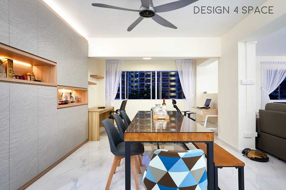 Modern Dining Room with Drop Light and Ceiling Light