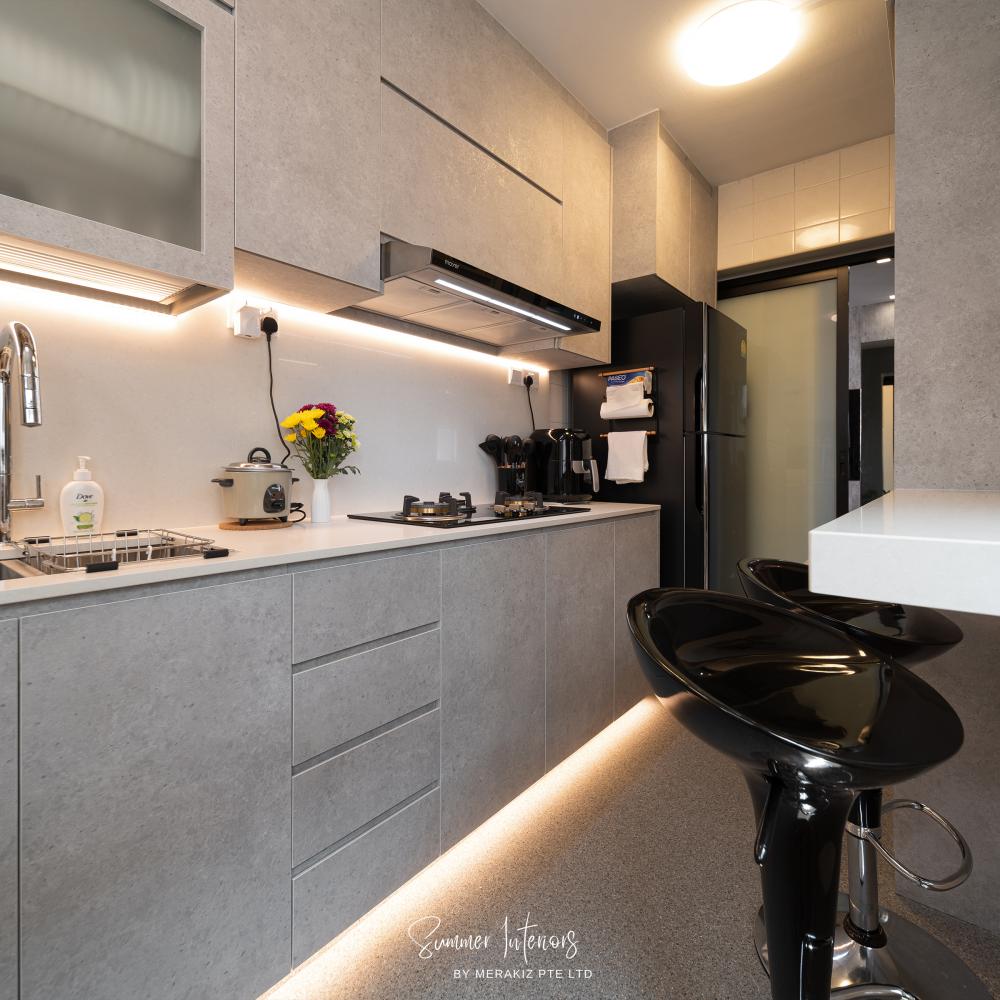 Modern Kitchen with Breakfast Counter and Kitchen Accessories