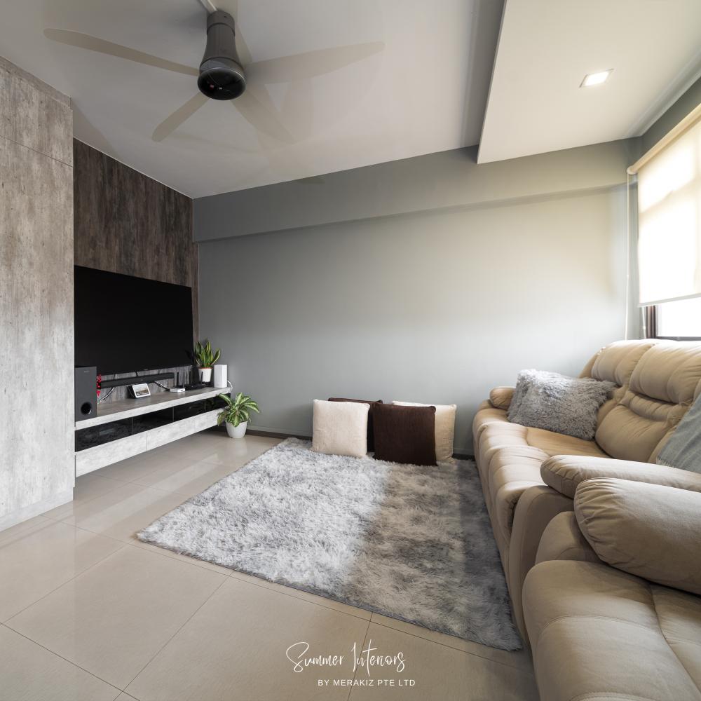 Modern Living Room with TV Console and Feature Wall